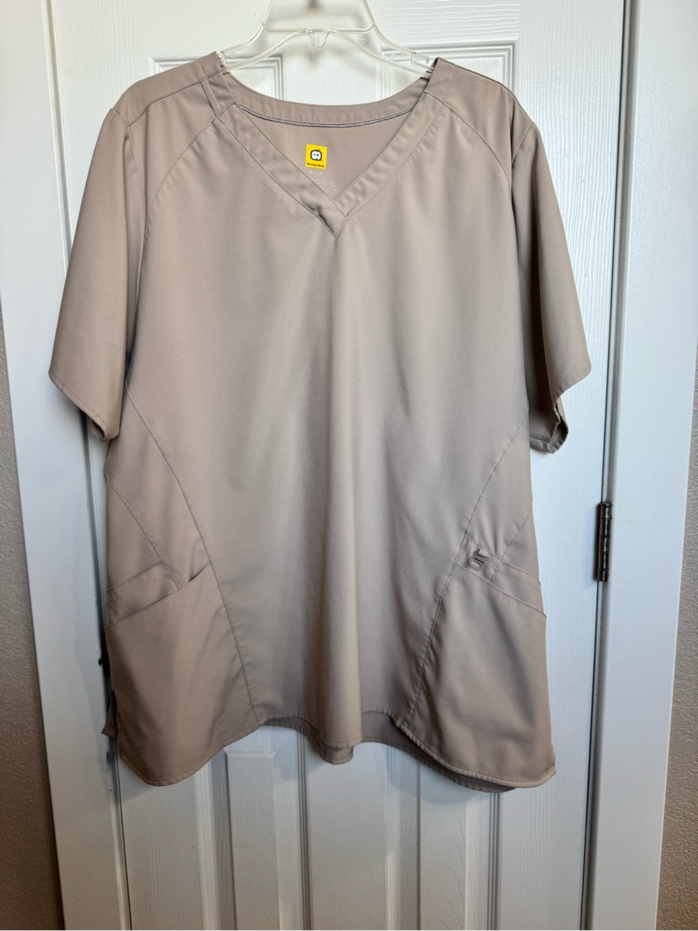 Wonder Wink Neutral Beige Medical Scrub Top with V-Neck